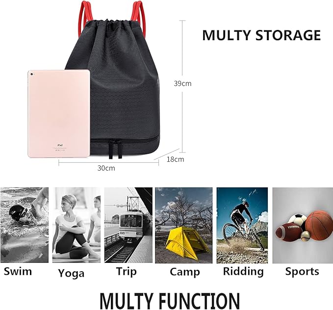 Waterproof Drawstring swim Bag Sackpack Backpack,Dry Wet Depart,Swimming Gym Yoga Sport Shoulder Rucksack Daypacks Casual Bags (PINK)
