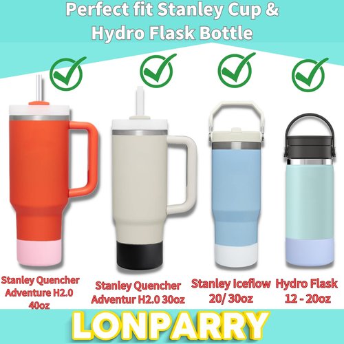 LONPARRY 6 Pack Set for Stanley Cup 2 Pack Silicone Boot+4 Pack Silicone Straw Cover for Stanley Tumbler 40 30 oz