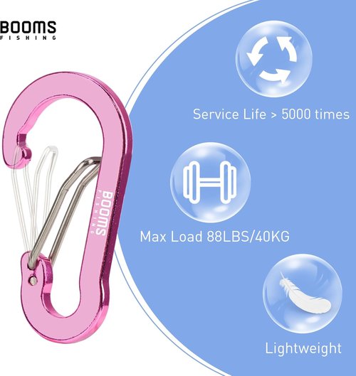 Booms Fishing CC1 Multi-Use Carabiner Clip, 6 Pack Small Caribeener Clips, Mini Keychain Caribeaner Clip 2 inch, Aluminum D Ring Carabiners, Multi-colored