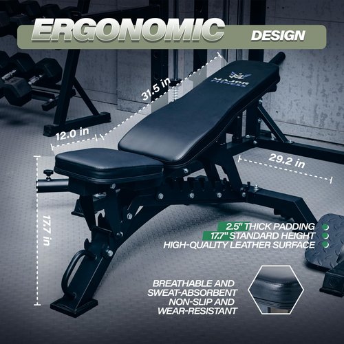 MAJOR FITNESS Adjustable Weight Bench (Elite Version) - 1300LBS Capacity, 32 Positions for Strength Training, Bench Press, and Full-Body Workouts for Home or Garage Gym, Black