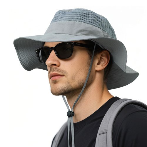 OZERO Bucket Hats for Men Women Sun Protection: Breathable Wide Brim Boonie Hat - Lightweight Fishing Hat for Hiking Safari Beach Gray