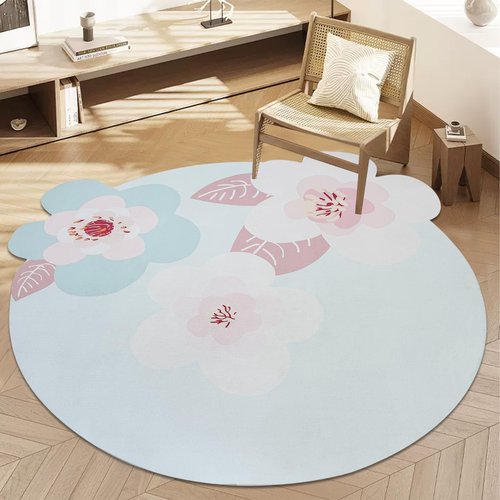 ABREEZE Irregular Large Flower Meditation Mat Non Slip Round Pilates Yoga Mat Natural Rubber with Sueded Surface Exercise Mat