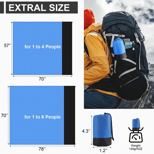 ThxYour Beach Blankets, Waterproof Beach Mat, Sand Free Camping Blanket, Oversized Travel Blankets for 4 Adults Outdoor, for Travel Camping Hiking Picnic, Easy to Clean