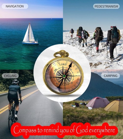 Trust in The Lord -Proverbs 3: 5-6 Engraved Compass, Graduation Gifts for Him, Birthday Gifts for Son, Husband, Inspirational, Motivational, Christmas, 2025 Unique Office Decor, Greeting Card Included