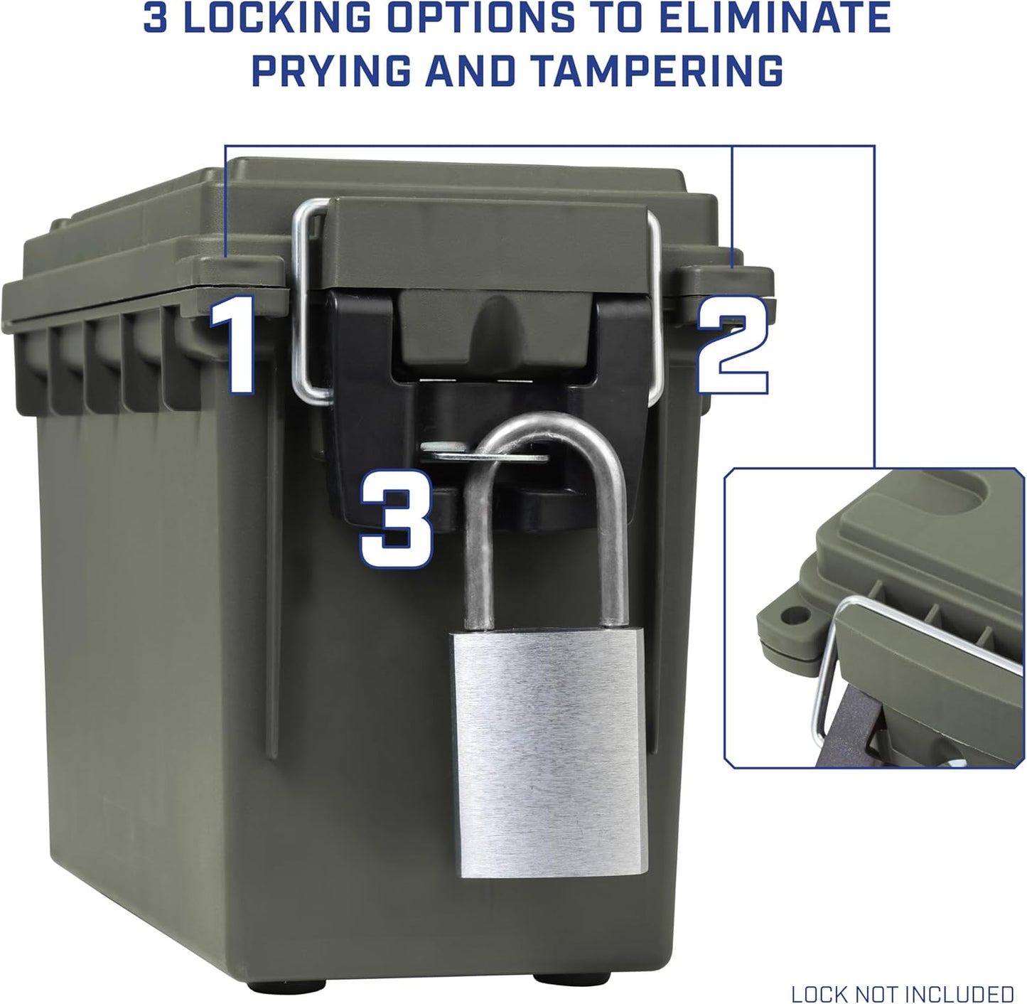 Sheffield 12629 Ammo Storage Box, Stackable .30 Cal Field Boxes, Water and Dust Resistant, Lockable Storage Box with Handle, Secures Hunting Gear, Supplies, and Bullets, Made in USA, Black, 1-Pack