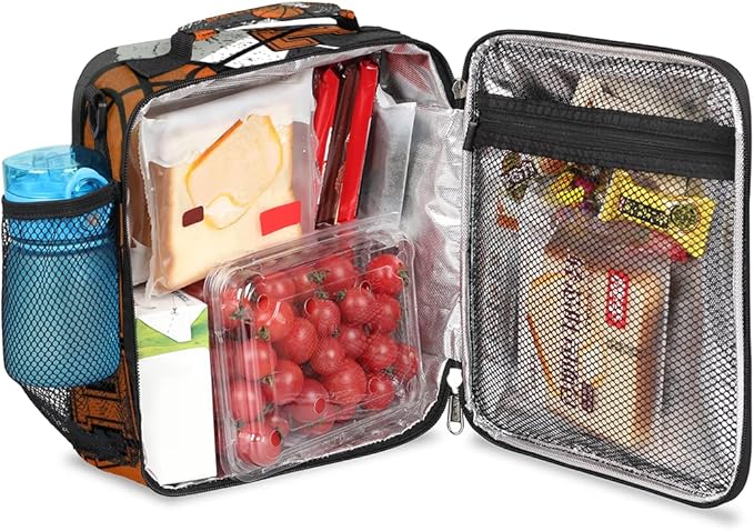 cfpolar Basketball Lunch Box for Boys Insulated Lunch Bags Reusable Mini Cooler Lunch Tote Mens Lunchbox Thermal Meal Tote Kit with Shoulder Strap for Work School Picnic