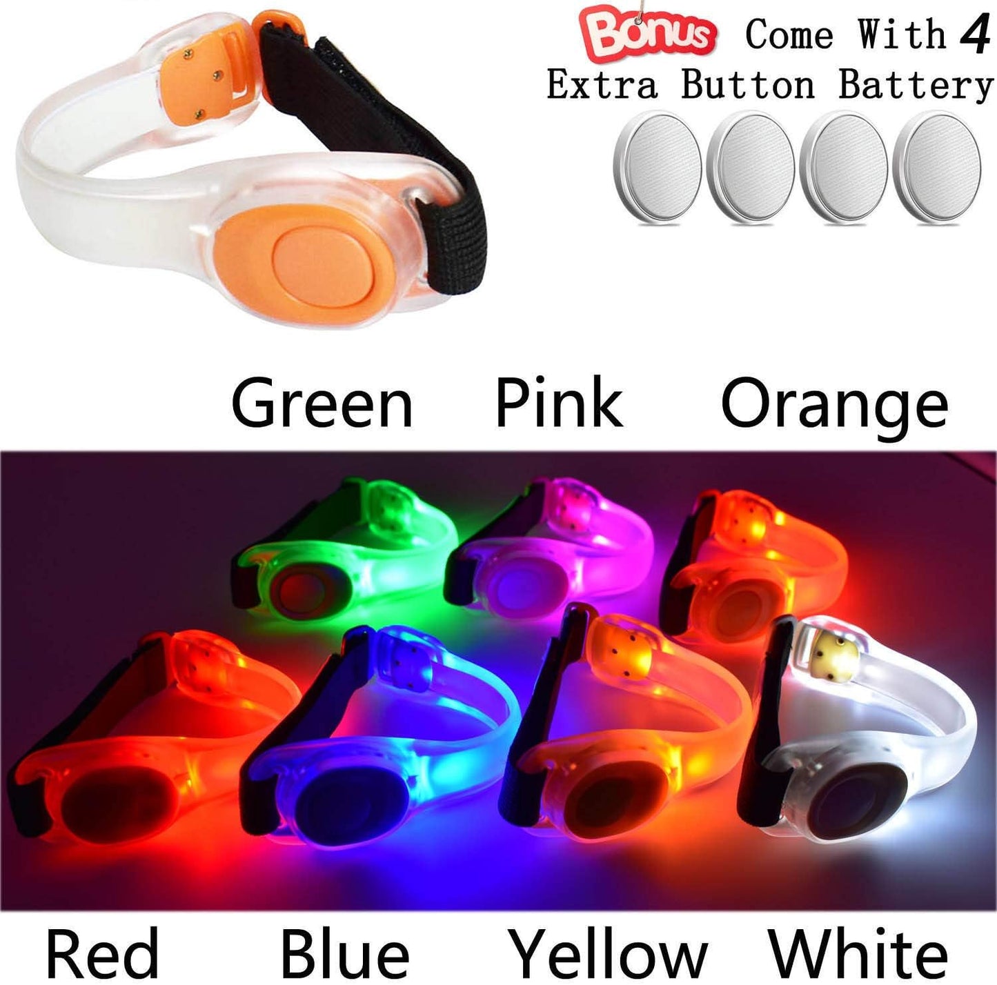 Premium LED Light Up Armband, Reflective Adjustable Wearable Silicone Running Belt Strap/Waterproof Glow in The Dark for Running Jogging Walking Cycling Concert Camping Outdoor Sports