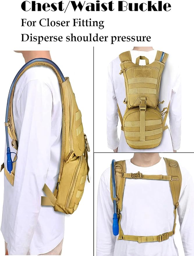 SMONT Tactical Molle Water Hydration Running Backpack - Lightweight with 2.5L Water Bladder for Men Hiking