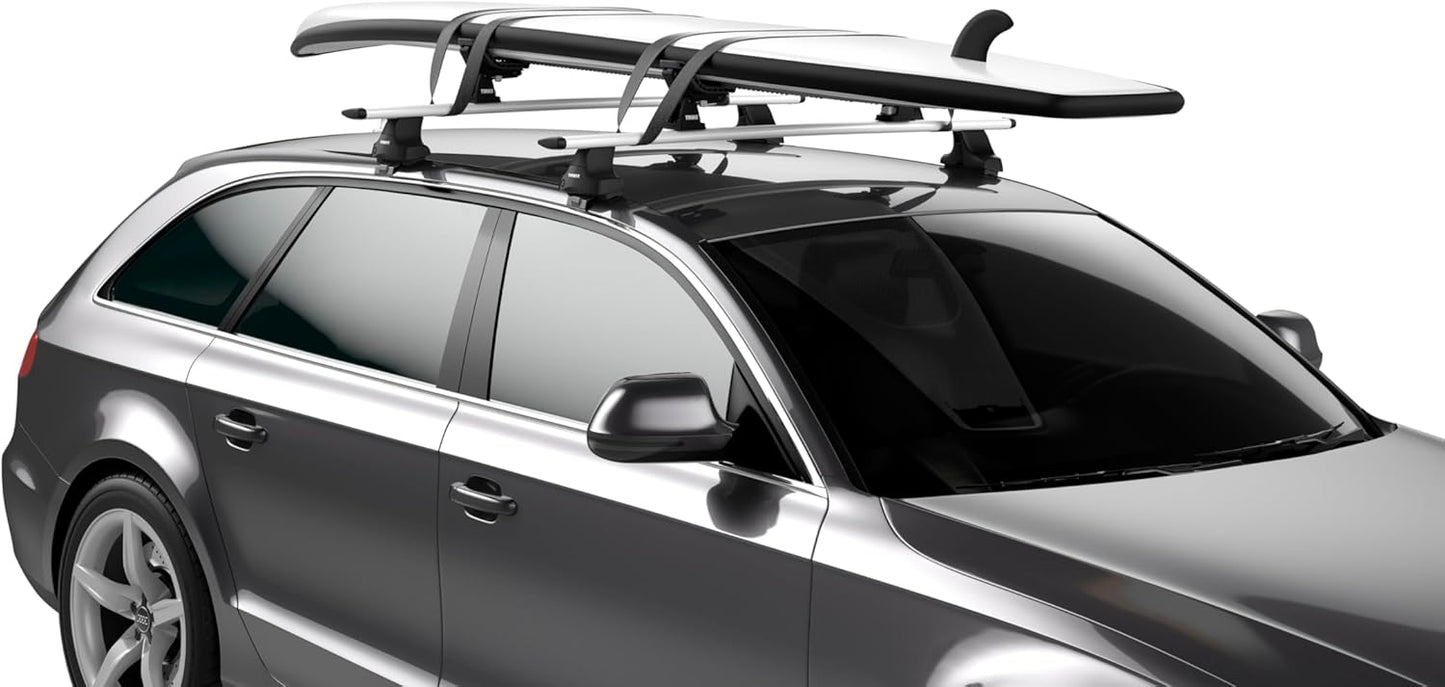 Thule DockGrip - Carries up to 36" wide kayaks and SUPs - Fits all hull shapes - Fits most roof rack cross bars - Kayak roof rack - Stand up paddleboard compatible - 85lb weight capacity