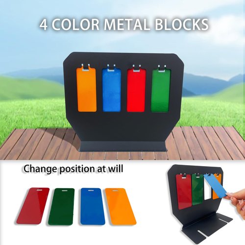 Metal Target, Backyard BB Target, Automatic Reset, Round, Iron, Portable Design, Suitable for Home Garden, Lawn, Farm, Patio, Backyard(Round) (Four Squares)