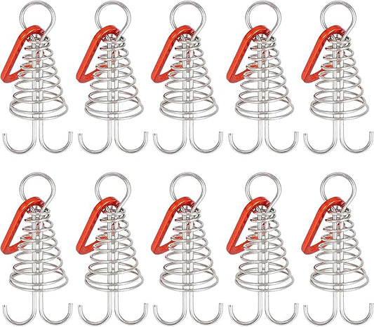 10PCS Deck Anchor Pegs, Windproof Aluminium Alloy Octopus Tent Stakes with Spring Buckle, Portable Wind Rope Anchor, Camping Tent Nail