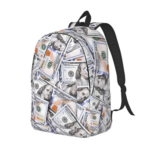 GVGOAGL Fun Money Dollar Novelty Backpack for Girls Boys Women Lightweight Canvas Bookbag Casual Daypack for Travel Outdoor Camping, 17 Inch