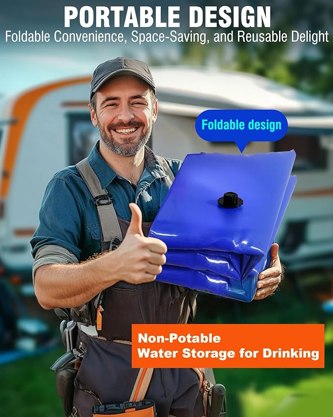 PYY Portable 264 Gallon Water Bladder - Truck Bed,Carrier Cart, Large Water Bob Bathtub Emergency Water Bladders for Outdoor RV Car Camping,Water Bladder Tank with Spigot,Overflow Kit-Blue 1000L