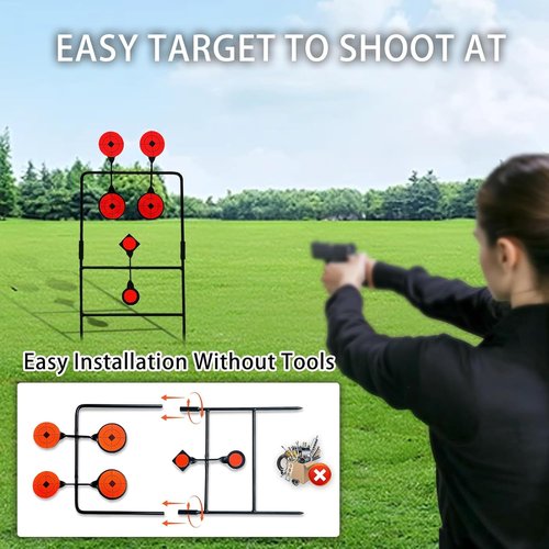 Metal Target, Backyard BB Target, Automatic Reset, Round, Iron, Portable Design, Suitable for Home Garden, Lawn, Farm, Patio, Backyard (Round) (4 Circles)