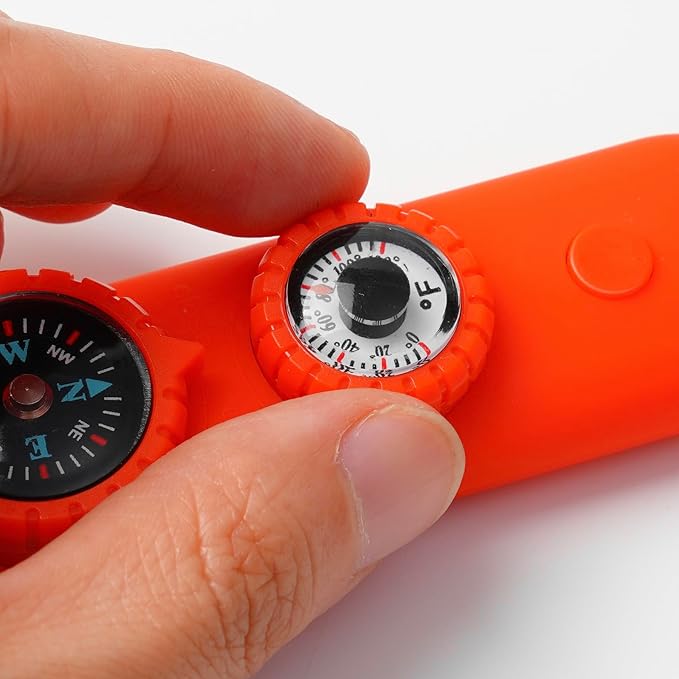 Viriber Whistle Emergency Camping Hiking Survival Whistle，Outdoor Multifunctional Tool with Lanyard,Compass,Thermometer,Ideal for Kayaking, Boating,Climbing
