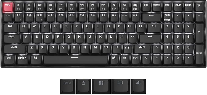 Keychron K4 QMK Wireless Custom Mechanical Keyboard, 96% Layout Bluetooth/2.4G/USB-C Programmable, White Backlit Super Red Switch NKRO Gaming Keyboard for Mac/Windows/Gamers, Version 3