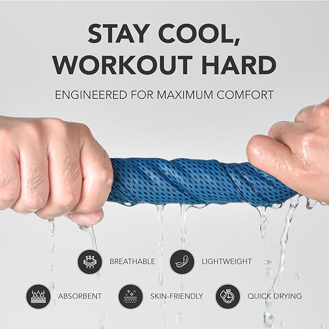 Microfiber Cooling Towels for Neck and Face - 4 Pack 40x12” Mesh Quick Dry Gym Towels for Working Out with Waterproof Bag and Carabiner - Sweat Rag for Gym, Sports, Outdoor Activities