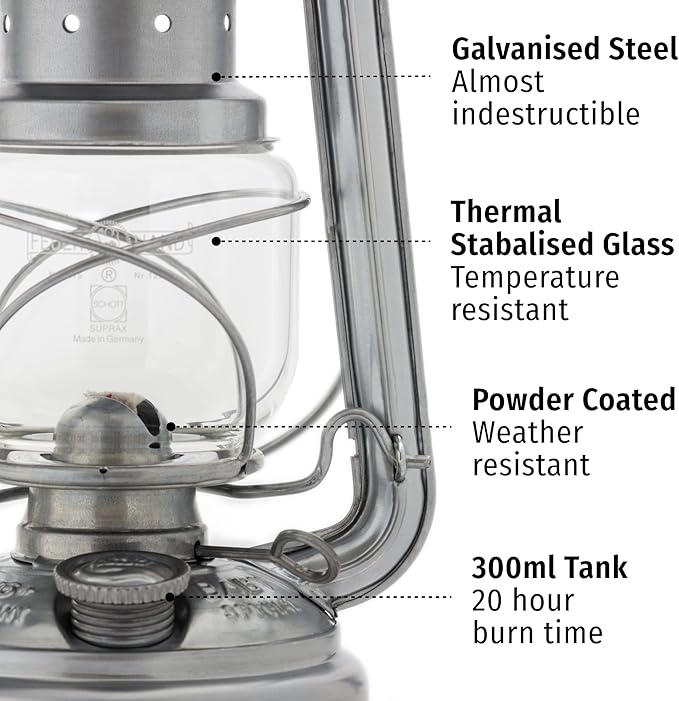 Galvanized Storm Lantern, Green, 26 cm