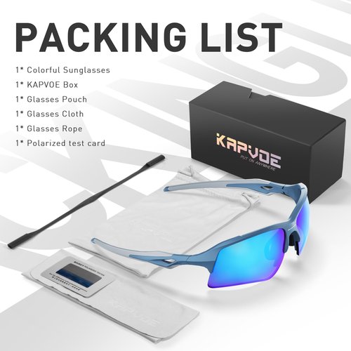 KAPVOE Polarized Sports Sunglasses for Men Fishing Baseball Cycling Running Golf Driving MTB UV Protection - K172