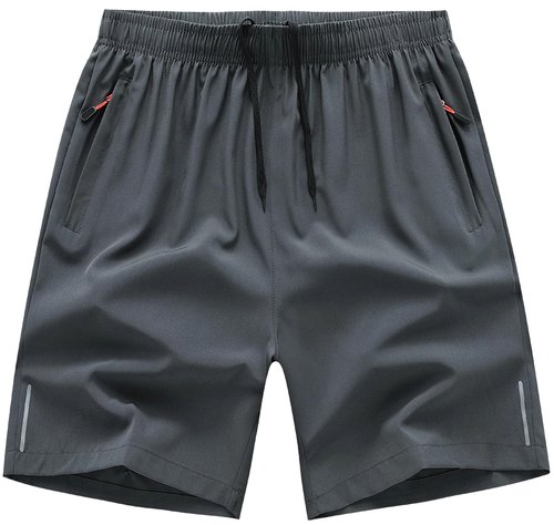 LOUECHY Men's Running Shorts Lightweight Quick Dry Workout Shorts Gym Athletic Shorts with Zipper Pockets 1738-8 Grey-XL