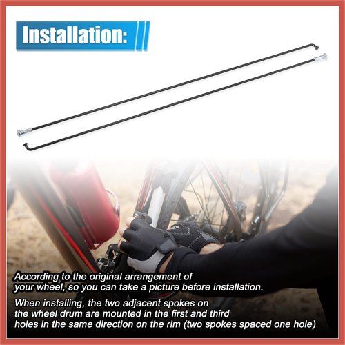 ACROPIX 24pcs 13G J Bend Bicycle Steel Spokes 288mm 11.34" Cycle Spokes with Brass Nipples Steel Spokes for Mountain Bike MTB Car Parts