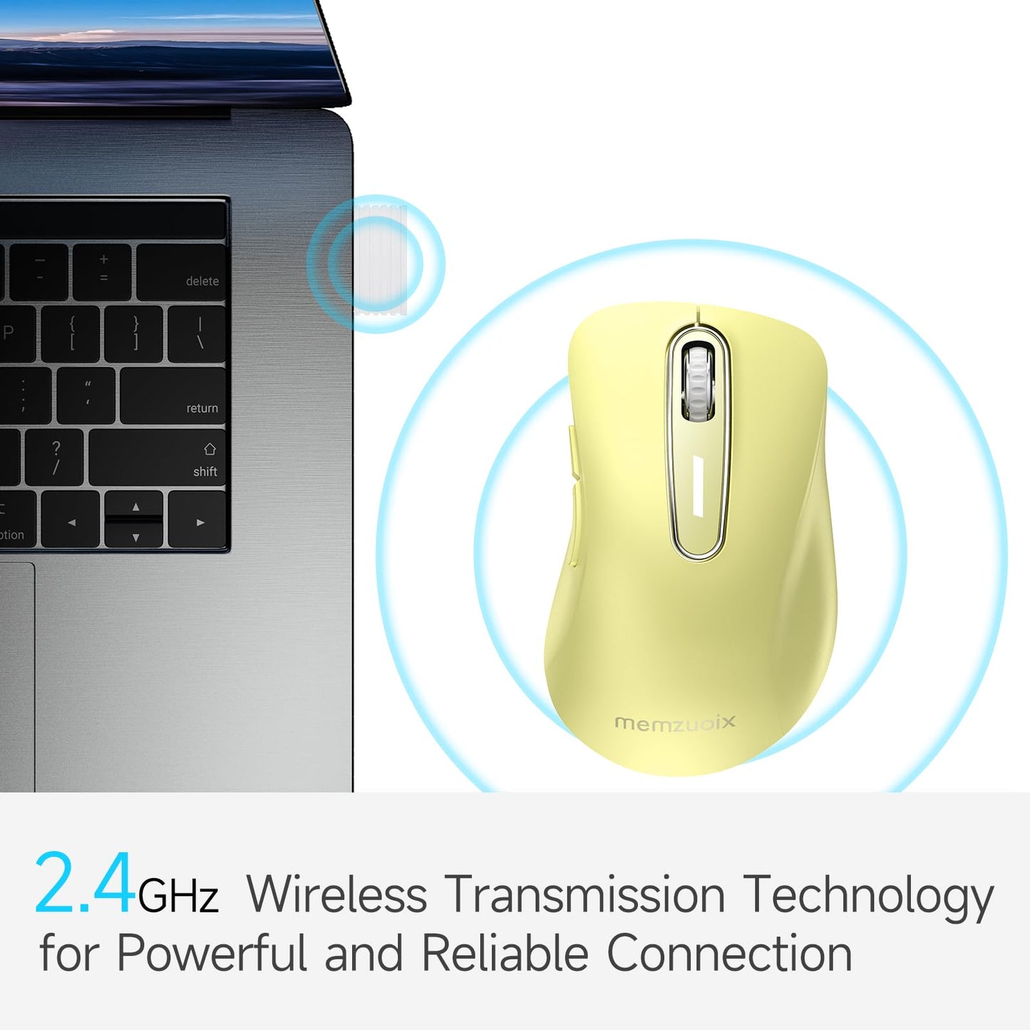 memzuoix 2.4G Wireless Mouse, 1400 DPI Mobile Optical Cordless Mouse with USB Receiver, Portable Computer Mice for Laptop, PC, Desktop, MacBook, 5 Buttons, Red
