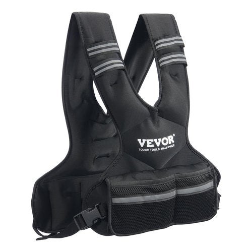 VEVOR Adjustable Weighted Vest, 11-20lb Weight Vest with 6 Ironsand Weights and Reflective Stripe, Body Weight Vest Exercise Set for Men Women, Workout Equipment for Strength Training Running Jogging