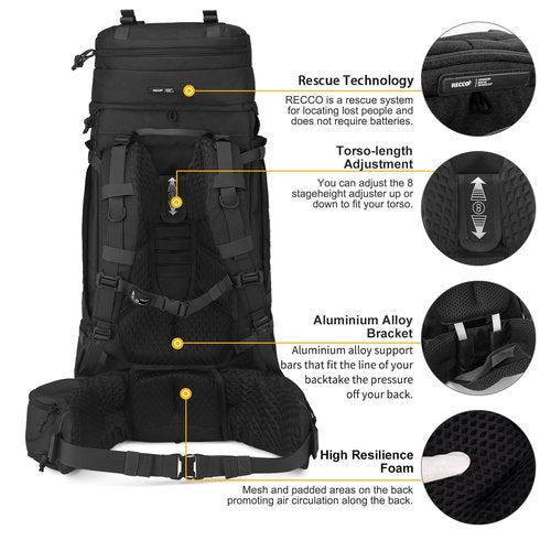 Mardingtop 75L Military Internal Frame Backpack for Men, Cordura Tactical Backpack with Recco for Snowboarding,Hiking,Camping