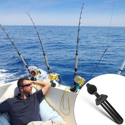 4 Pack of Kayak Deck Plastic Flush Mount Fishing Boat Rod Holders with Cap Cover,Gasket and Mounting Screws- Plastic Fishing Tackle Accessory Tool for Kayak Boat Canoe Pole