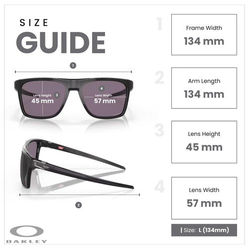 OAKLEY Leffingwell OO9100 910001 57M Black Ink/Prizm Grey Rectangle Sunglasses for Men+ Bundle Accessory Leash Kit, Microfiber Pouch