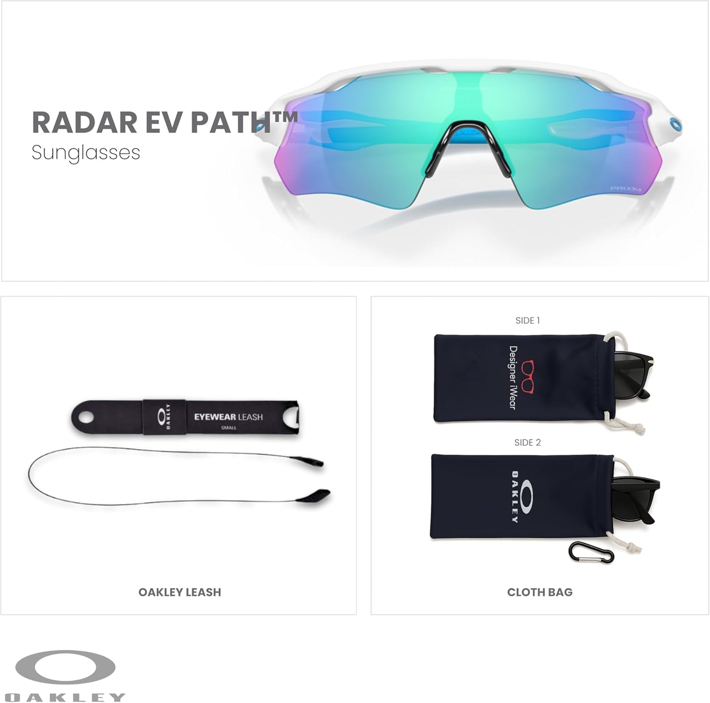 OAKLEY Radar EV Path OO9208 Sunglasses For Men+ Bundle Accessory Leash Kit, Microfiber Pouch