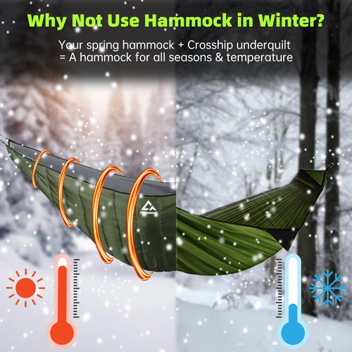 CROSSHIP Hammock Underquilt for Camping Hammock, Full Length Camping Quilt for Lightweight Soft Warm 3-4 Seasons 41-68°F, Great for Hiking Backpacking Traveling Beach (Hold Up to 500lbs)