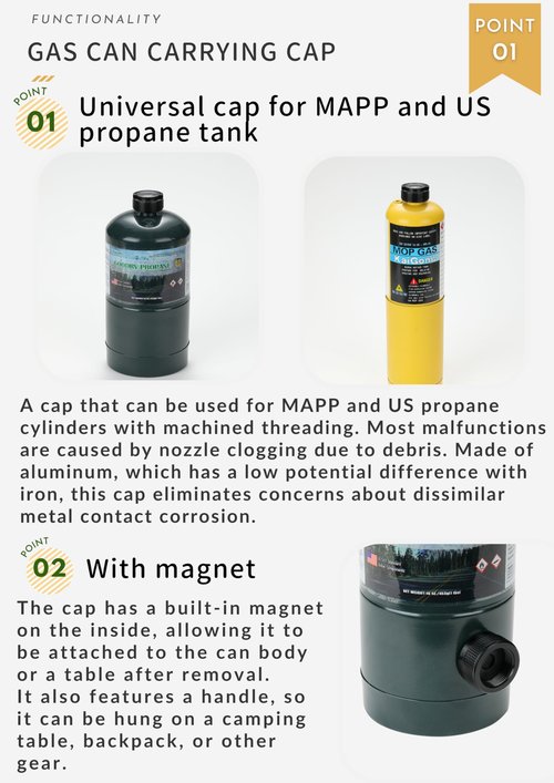 CAMPINGMOON 1LB Propane Cylinder Protect Cap Lid for Camping Gas Fuel Small Tank MAPP Black BKM-102