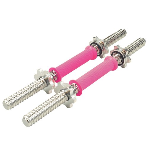 Rowland Harbor 38cm/14.9 Inch Pink Threaded Dumbbell Durable Rubber Handles/Adjustable Dumbbell Bar Handles - Fit 1 inch Standard Weight Plate - Weightlifting Accessories - Sold in Pair