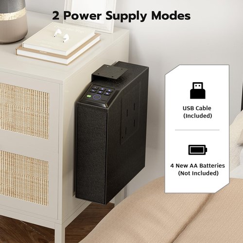 Oarlike Biometric Gun Safe for Handgun, Mounted Pistol Safe with Quick Access Sliding Door, Hand Gun Storage for Nightstand, Desk, Vehicle - with Fingerprint, PIN Code, KEY Access