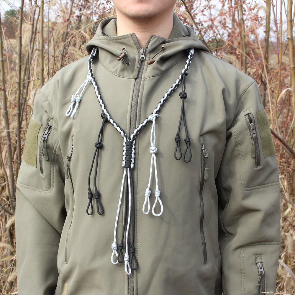PSKOOK Duck Call Lanyard Paracord Hunting Goose Calls 12/16/20 Adjustable Loops Outdoor Predator Gear for Pheasant Waterfowl Hand Braided Necklace