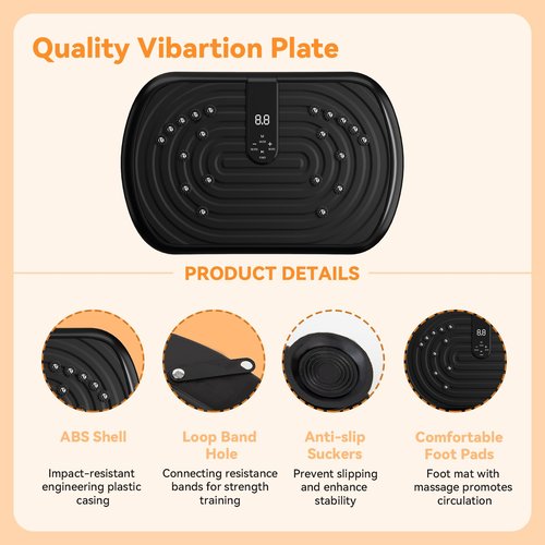 UCIN Vibration Plate Exercise Machine, Vibration Plate for Lymphatic Drainage, 330 Lbs Capacity Vibrating Plate for Weight Loss Home Fitness with Resistance Bands/Pilates Ball (Black)