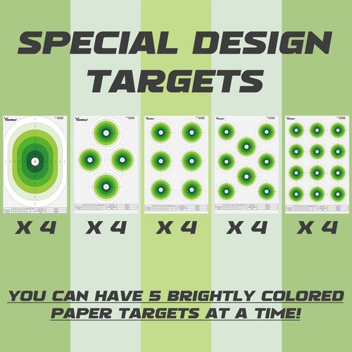 Highwild 23X35 Inch Bullseye Paper Target for Shooting Range Training - 5 Unique Patterns, Suitable for Pistols, Rifles, Airguns - Practice and Improve Your Aim (20 Pack)