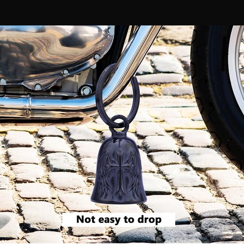 Motorcycle for Bells - Motorcycle Angel Bell for Men Women,Bell Biker Accessory,Guard Riding Safety (Eagle) (I Need You) (Cross Wing) (Black)