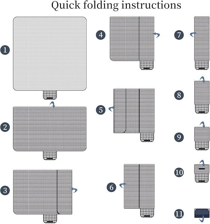 Picnic Blanket Waterproof Beach Rug 80''x80'' Picnic Mat Washable Lightweight with Handle Navy Blue Checkered for Hiking Travelling Outdoor Camping,Parks