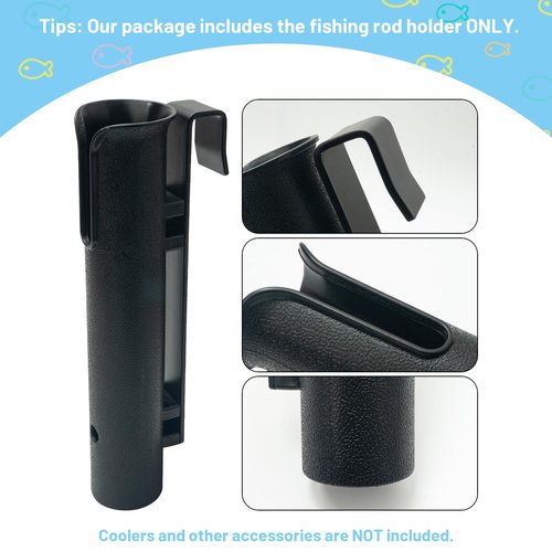 Omoojee Cooler Fishing Rod Holder, Wall Mounted Fishing Pole Holder, Fishing Rod Rack Compatible with YETI Coolers and for RTIC Coolers, Cooler Accessory, Medium, Black