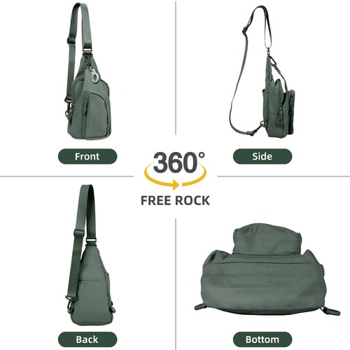 FREE ROCK Small Crossbody Bag For Women Mini Nylon Sling Bag Cross Body Bag Chest Bag For Outdoors Hiking Traveling (Green)