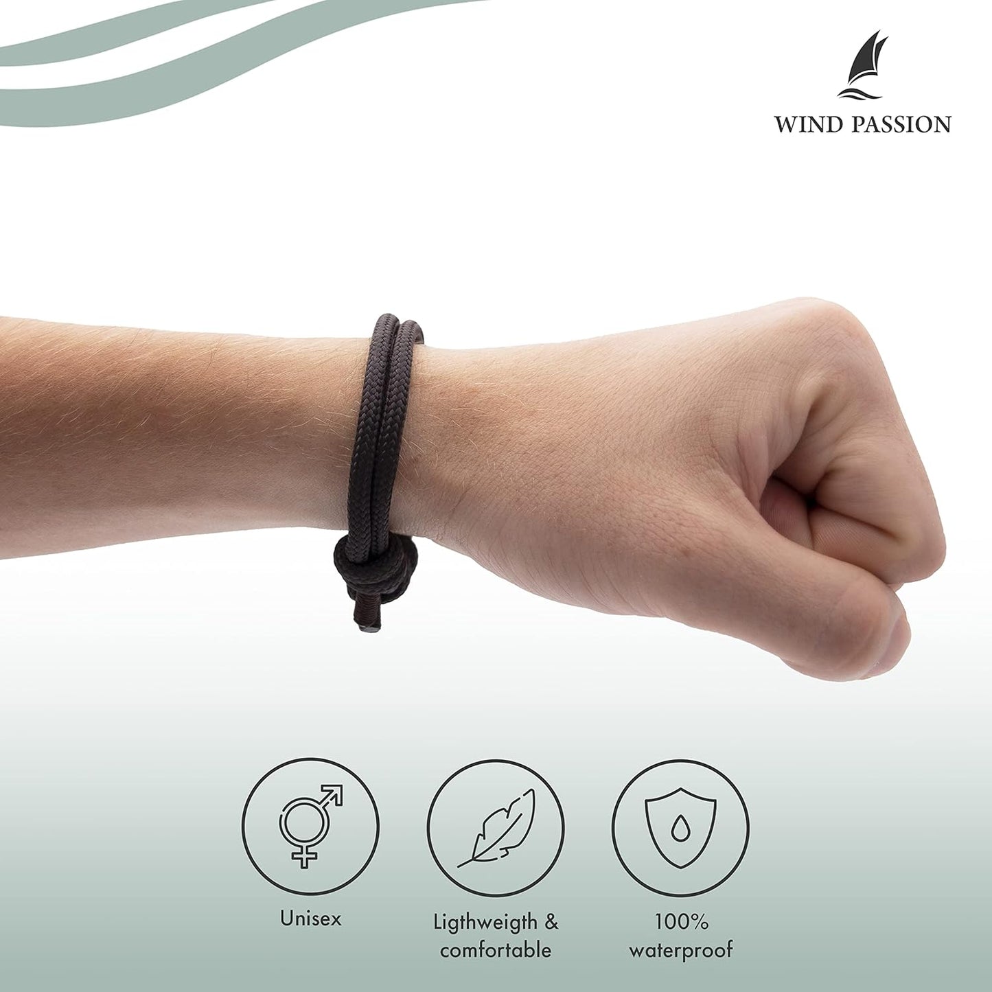 Wind Passion - Rope Bracelet for Men & Women - Adjustable Sailors Knot Paracord Bracelet - Waterproof & Sturdy