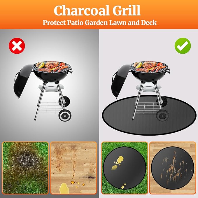 36" Round Fire Pit Mat for Solo Stove Bonfire/Under Grill Mat for Outdoor Grill Fireproof Waterproof Oil-Proof, 4 Layers Fireplace Mat BBQ Mat Portable Solo Stove Mat for Deck Patio Grass Smoker