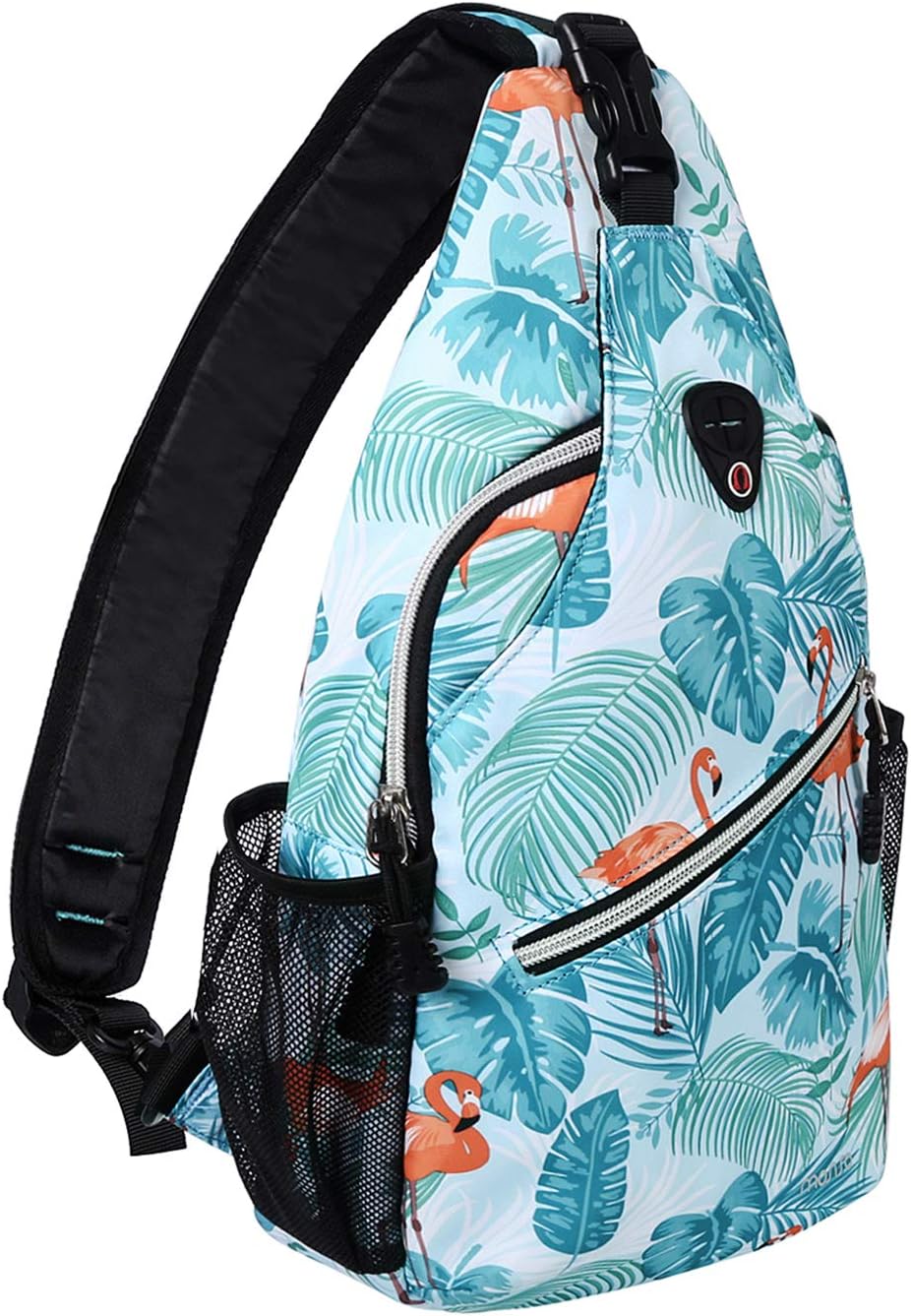 MOSISO Sling Backpack,Travel Hiking Daypack Pattern Rope Crossbody Shoulder Bag, Flamingo