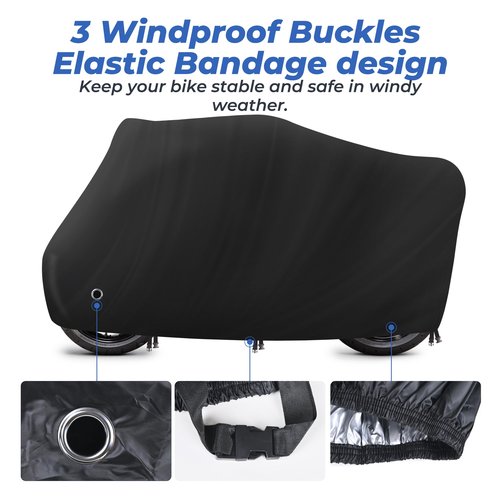 Bike Cover Outdoor Waterproof Bicycle Covers Rain Sun UV Dust Wind Proof with Lock Hole for Mountain Road Electric Bike Electric Scooter Black