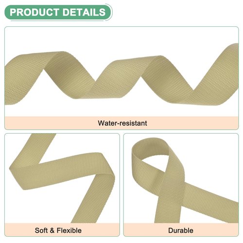 M METERXITY Polypropylene Webbing, 10 Yards 1.5 Inch Durable Poly Strapping Poly Webbing Strapping for Indoor/Outdoor DIY Gear Repair/DIY Crafting/Furniture/ [Light Khaki]