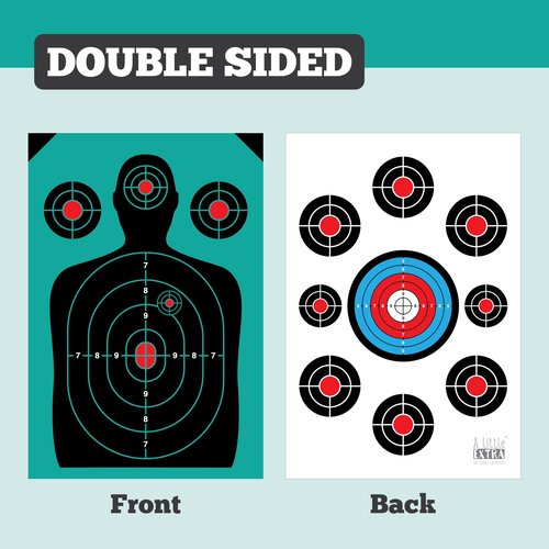 50 Pack Paper Shooting Target Silhouette Bundle - Black and Blue - 12"x18" (Front and Back) Hunting, Handguns, Airguns, Archery Practice (Blue)