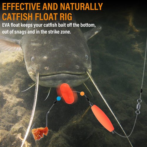 kaleodam Catfishing Tackle Making Kit Catfish Rig Accessories 102PCS/99PCS Catfish Tackle with Catfish Floats Catfish Hooks Swivels Fishing Bells (Type A)