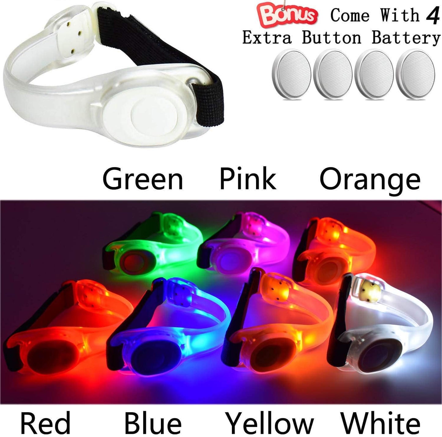 Premium LED Light Up Armband, Reflective Adjustable Wearable Silicone Running Belt Strap/Waterproof Glow in The Dark for Running Jogging Walking Cycling Concert Camping Outdoor Sports